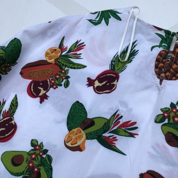 Zara Tropical Fruit Print Crop Blouse Shirt Small - Picture 5 of 7